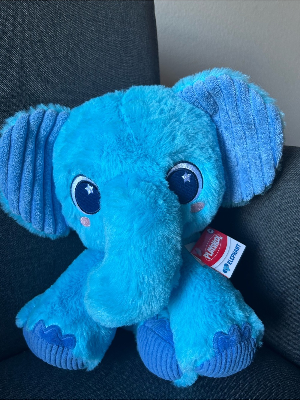 Bright Blue Plush Elephant Stuffed Animal -